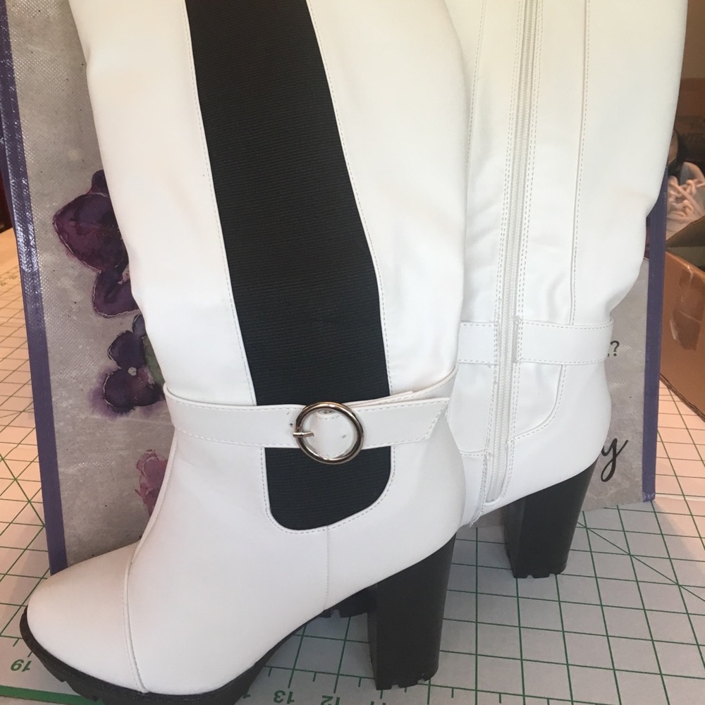 NWOB White & Black Tall Boots from Ashley Stewart